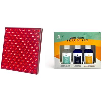 Pursonic - LED Red Light Therapy Panel & Anti-Aging Serum Set (Vitamin C, Retinol, and Hyaluronic Acid) Pursonic - LED Red Light Therapy Panel & Anti-Aging Serum Set (Vitamin C, Retinol, and Hyaluronic Acid)
