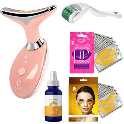 Pursonic - Glow & Rejuvenation Bundle: LED Therapy Wand, Vitamin C Serum, Eye Gel Patches, Lip Masks & Micro Needle Derma Roller - Multicolor Pursonic - Glow & Rejuvenation Bundle: LED Therapy Wand, Vitamin C Serum, Eye Gel Patches, Lip Masks & Micro Needle Derma Roller - Multicolor