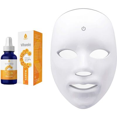 Pursonic - LED Skincare Bundle – 7-in-1 LED Light Therapy Face Mask + Vitamin C Serum (3 oz) - Multicolor Pursonic - LED Skincare Bundle – 7-in-1 LED Light Therapy Face Mask + Vitamin C Serum (3 oz) - Multicolor