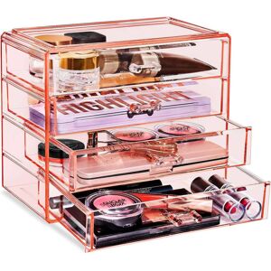 Sorbus - Makeup Organizer - 4 Drawer Acrylic Make Up Organizers and Storage for Cosmetics, Jewelry, Beauty Supplies - Clear Pink Sorbus - Makeup Organizer - 4 Drawer Acrylic Make Up Organizers and Storage for Cosmetics, Jewelry, Beauty Supplies - Clear Pink