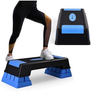 Costway - Aerobic Exercise Stepper Trainer W/Riser Adjustable Height 5''- 7''- 9'' - Blue Costway - Aerobic Exercise Stepper Trainer W/Riser Adjustable Height 5''- 7''- 9'' - Blue