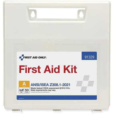 First Aid Only - ANSI 2021 First Aid Kit for 50 People, 184 Pieces, Plastic Case - White First Aid Only - ANSI 2021 First Aid Kit for 50 People, 184 Pieces, Plastic Case - White
