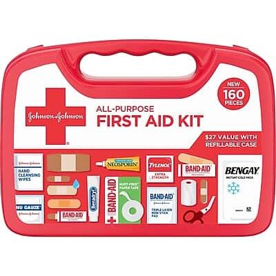 Johnson & Johnson - All-Purpose First Aid Kit, 160 Pc. (202045) - Red/White Johnson & Johnson - All-Purpose First Aid Kit, 160 Pc. (202045) - Red/White
