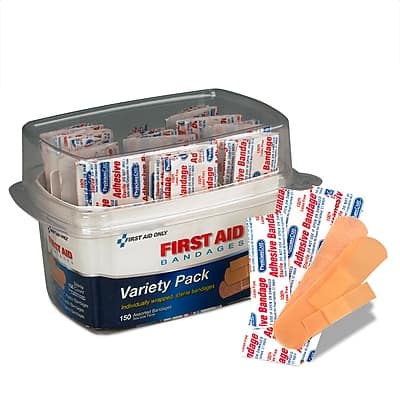 First Aid Only - Adhesive Bandages Variety Pack, 150/Box (90095) - Beige First Aid Only - Adhesive Bandages Variety Pack, 150/Box (90095) - Beige