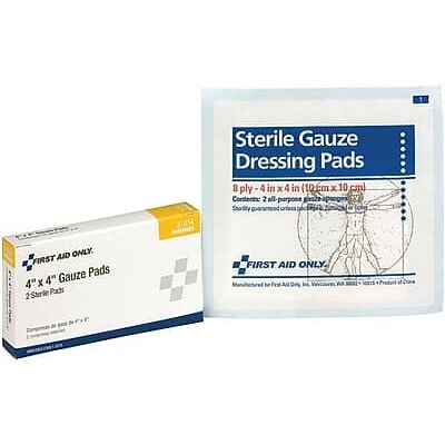 First Aid Only - Sterile Gauze Pads, 4" x 4", 2/box - White First Aid Only - Sterile Gauze Pads, 4" x 4", 2/box - White