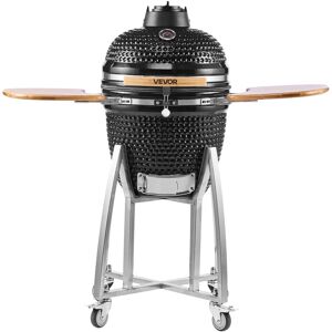 VEVOR - Charcoal Smoker and Grill, 18" Kamado Charcoal BBQ Smoker, Movable Ceramic Barbecue Grill with 4 Wheels (2 Lockable) - Black VEVOR - Charcoal Smoker and Grill, 18" Kamado Charcoal BBQ Smoker, Movable Ceramic Barbecue Grill with 4 Wheels (2 Lockable) - Black