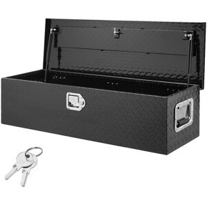 VEVOR - Heavy Duty Aluminum Truck Bed Tool Box, Diamond Plate Tool Box with Side Handle and Lock Keys - Black VEVOR - Heavy Duty Aluminum Truck Bed Tool Box, Diamond Plate Tool Box with Side Handle and Lock Keys - Black