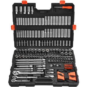 VEVOR - Socket Set, 225 Pieces, 3/8 & 1/4 & 1/2 inch Drive Socket and Ratchet Set, SAE and Metric, Deep and Shallow - Black+Sliver VEVOR - Socket Set, 225 Pieces, 3/8 & 1/4 & 1/2 inch Drive Socket and Ratchet Set, SAE and Metric, Deep and Shallow - Black+Sliver