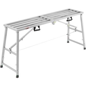 VEVOR - Work Platform, 4 Gear Adjustable Height, Folding Alloy Steel Step Ladder, Portable Scaffolding Platform, 800 lb Capacity - Silver VEVOR - Work Platform, 4 Gear Adjustable Height, Folding Alloy Steel Step Ladder, Portable Scaffolding Platform, 800 lb Capacity - Silver