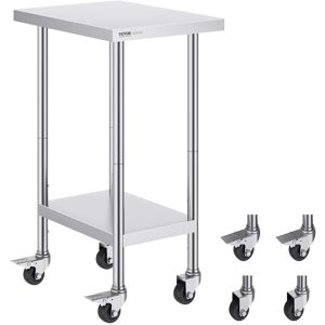 VEVOR - Stainless Steel Work Table 24 x 18 x 38 Inch, with 4 Wheels, 3 Adjustable Height Levels, Heavy Duty Food Prep Worktable - Silver VEVOR - Stainless Steel Work Table 24 x 18 x 38 Inch, with 4 Wheels, 3 Adjustable Height Levels, Heavy Duty Food Prep Worktable - Silver