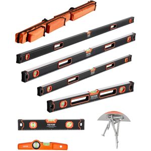 VEVOR - 6-Piece Torpedo Level, 78/48/32/24/16/10 Inch All Magnetic Levels Set, Bubble Vials Ruler for 45/90/180 Degree - Black + Orange VEVOR - 6-Piece Torpedo Level, 78/48/32/24/16/10 Inch All Magnetic Levels Set, Bubble Vials Ruler for 45/90/180 Degree - Black + Orange