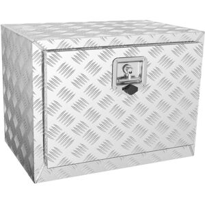 VEVOR - Underbody Truck Box, 24"×14"×16" Pickup Storage Box, Heavy Duty Aluminum Diamond Plate Tool Box with Lock and Keys - Silver VEVOR - Underbody Truck Box, 24"×14"×16" Pickup Storage Box, Heavy Duty Aluminum Diamond Plate Tool Box with Lock and Keys - Silver