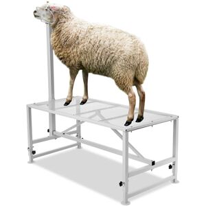 VEVOR - Goat & Sheep Stand, 47x23 inch Livestock Stand, Metal Livestock Milking and Shearing Stand 21" to 33" Adjustable Height - White VEVOR - Goat & Sheep Stand, 47x23 inch Livestock Stand, Metal Livestock Milking and Shearing Stand 21" to 33" Adjustable Height - White