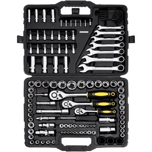 VEVOR - 121-Piece Mechanics Tool Set, 1/4" 3/8" 1/2" Drive Sockets, SAE and Metric Mechanic Tool Kit with Bits, Ratchet Handle - Black VEVOR - 121-Piece Mechanics Tool Set, 1/4" 3/8" 1/2" Drive Sockets, SAE and Metric Mechanic Tool Kit with Bits, Ratchet Handle - Black
