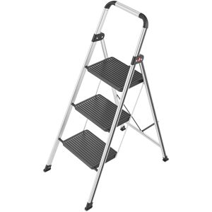 Hailo - Folding Step Stool, Non-Slip 3 Step Ladder for Home & Kitchen, K71, Silver - Metal & Black Hailo - Folding Step Stool, Non-Slip 3 Step Ladder for Home & Kitchen, K71, Silver - Metal & Black