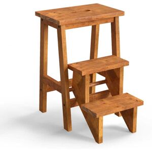 Gymax - 3 Tier Step Stool 3 in 1 Folding Ladder 24'' Storage Shelf Multi-function - Coffee Gymax - 3 Tier Step Stool 3 in 1 Folding Ladder 24'' Storage Shelf Multi-function - Coffee