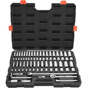 VEVOR - Socket Set, 76 Pieces, 3/8 inch Drive Socket and Ratchet Set, SAE and Metric, Deep and Shallow, Mechanic Tool Kit - Black+Sliver VEVOR - Socket Set, 76 Pieces, 3/8 inch Drive Socket and Ratchet Set, SAE and Metric, Deep and Shallow, Mechanic Tool Kit - Black+Sliver