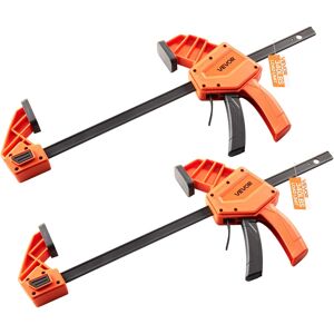 VEVOR - Bar Clamps for Woodworking, 2-Pack 12 inch One-Handed Clamp/Spreader, Quick-Grip F-Clamp with 340 lbs Load Limit - Orange + Black VEVOR - Bar Clamps for Woodworking, 2-Pack 12 inch One-Handed Clamp/Spreader, Quick-Grip F-Clamp with 340 lbs Load Limit - Orange + Black