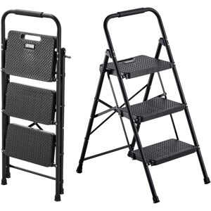 VEVOR - 3 Step Ladder, Folding Step Stool with Wide Anti-Slip Pedal and Comfort Handgrip, Lightweight 600 lbs Capacity - Black VEVOR - 3 Step Ladder, Folding Step Stool with Wide Anti-Slip Pedal and Comfort Handgrip, Lightweight 600 lbs Capacity - Black