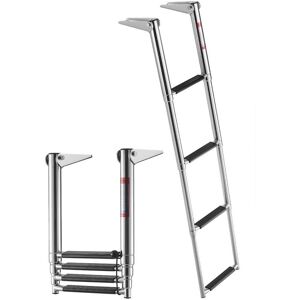 VEVOR - Boat Ladder, 4 Steps, Stainless Steel Telescoping Folding Swim Deck Ladder for Rear Entry Inboard, Heavy Duty 900 lbs - Silver VEVOR - Boat Ladder, 4 Steps, Stainless Steel Telescoping Folding Swim Deck Ladder for Rear Entry Inboard, Heavy Duty 900 lbs - Silver