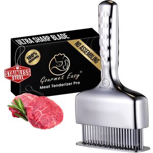 Gourmet Easy - Meat Tenderizer Tool - Blade Tenderizer for Meat Long Handle Rustproof Hammer No Assembly - Stainless Steel Gourmet Easy - Meat Tenderizer Tool - Blade Tenderizer for Meat Long Handle Rustproof Hammer No Assembly - Stainless Steel