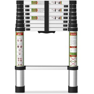 Brick Attic - 8.5FT Aluminum Extension Foldable Ladder with Dual Locking Mechanism,Telescoping Ladder for Attic,330lb Capacity - Silver Brick Attic - 8.5FT Aluminum Extension Foldable Ladder with Dual Locking Mechanism,Telescoping Ladder for Attic,330lb Capacity - Silver