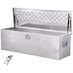 VEVOR - Heavy Duty Aluminum Truck Bed Tool Box, Diamond Plate Tool Box with Side Handle and Lock Keys, 49"x15"x15" - Silver VEVOR - Heavy Duty Aluminum Truck Bed Tool Box, Diamond Plate Tool Box with Side Handle and Lock Keys, 49"x15"x15" - Silver