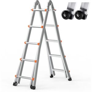 VEVOR - Telescoping Ladder A Frame, 20 FT Compact Aluminum Extension Ladder, Multi-Function Portable Collapsible RV Ladder - Silver VEVOR - Telescoping Ladder A Frame, 20 FT Compact Aluminum Extension Ladder, Multi-Function Portable Collapsible RV Ladder - Silver