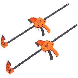 VEVOR - Bar Clamps for Woodworking, 2-Pack 24" One-Handed Clamp/Spreader, Quick-Change F Clamp with 300 lbs Load Limit - VI Orange + Black VEVOR - Bar Clamps for Woodworking, 2-Pack 24" One-Handed Clamp/Spreader, Quick-Change F Clamp with 300 lbs Load Limit - VI Orange + Black