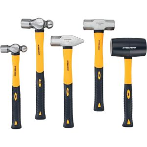 STEELHEAD - 5 Piece Fiberglass Handle Hammer and Mallet Set, Ball Peen, Sledge, Rubber Mallet STEELHEAD - 5 Piece Fiberglass Handle Hammer and Mallet Set, Ball Peen, Sledge, Rubber Mallet