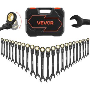 VEVOR - Flex-Head Ratcheting Wrench Set, 24-Piece SAE and Metric, 72 Teeth, Cr-V Steel Ratchet Flexible Combination Wrench Set - Black VEVOR - Flex-Head Ratcheting Wrench Set, 24-Piece SAE and Metric, 72 Teeth, Cr-V Steel Ratchet Flexible Combination Wrench Set - Black