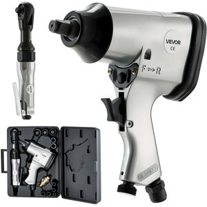 VEVOR - 1/2" Air Impact Wrench & 3/8" Ratchet Wrench Combo, 19 Pieces Pro Air Tool- Includes 10PCS Impact Socket Set - Grey and black VEVOR - 1/2" Air Impact Wrench & 3/8" Ratchet Wrench Combo, 19 Pieces Pro Air Tool- Includes 10PCS Impact Socket Set - Grey and black