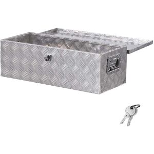 VEVOR - Heavy Duty Aluminum Truck Bed Tool Box, Stripes Plated Tool Box with Side Handle and Lock Keys, 30"x13"x9.6" - Silver VEVOR - Heavy Duty Aluminum Truck Bed Tool Box, Stripes Plated Tool Box with Side Handle and Lock Keys, 30"x13"x9.6" - Silver