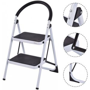 Costway - 2 Step Ladder Folding Stool Heavy Duty 330Lbs Capacity Industrial Lightweight - Black & White Costway - 2 Step Ladder Folding Stool Heavy Duty 330Lbs Capacity Industrial Lightweight - Black & White