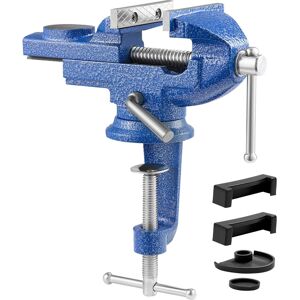 VEVOR - Bench Vise, 3 Inch, Portable Workbench Vice with 360° Swivel Base, Quick Release Rotating Bench Clamp, Raised Base - Blue VEVOR - Bench Vise, 3 Inch, Portable Workbench Vice with 360° Swivel Base, Quick Release Rotating Bench Clamp, Raised Base - Blue