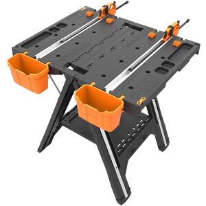 WORX - Pegasus Multi-Function 2-in-1 Folding Work Table & Sawhorse Lightweight, Quick Clamps, Holding Pegs & Quick-Attach Boxes - Black WORX - Pegasus Multi-Function 2-in-1 Folding Work Table & Sawhorse Lightweight, Quick Clamps, Holding Pegs & Quick-Attach Boxes - Black