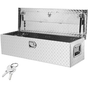 VEVOR - Heavy Duty Aluminum Truck Bed Tool Box, Diamond Plate Tool Box with Side Handle and Lock Keys - Silver VEVOR - Heavy Duty Aluminum Truck Bed Tool Box, Diamond Plate Tool Box with Side Handle and Lock Keys - Silver
