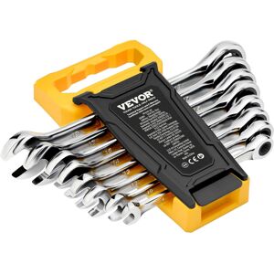 VEVOR - Combination Wrench Set, 8-Piece Ratcheting Wrench Set with Organizer Rack, Cr-V Steel Wrench Set Metric 8 mm to 19 mm - Silver VEVOR - Combination Wrench Set, 8-Piece Ratcheting Wrench Set with Organizer Rack, Cr-V Steel Wrench Set Metric 8 mm to 19 mm - Silver