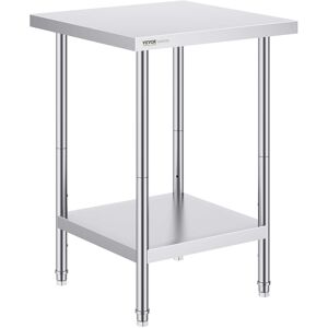 VEVOR - Stainless Steel Prep Table, 24 x 24 x 34 Inch, 700 lbs Load, Heavy Duty Metal Worktable with 3 Adjustable Height Levels - Silver VEVOR - Stainless Steel Prep Table, 24 x 24 x 34 Inch, 700 lbs Load, Heavy Duty Metal Worktable with 3 Adjustable Height Levels - Silver