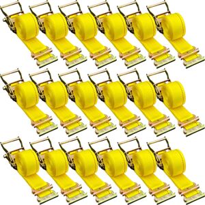 VEVOR - E Track Ratchet Strap, 18PCS 2\" x 15\' E-Track Straps 4400 LBS Breaking Strength, with Polyester Webbing - Yellow VEVOR - E Track Ratchet Strap, 18PCS 2\" x 15\' E-Track Straps 4400 LBS Breaking Strength, with Polyester Webbing - Yellow