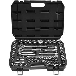 VEVOR - Socket Set, 86 Pieces, 3/8 & 1/4 & 1/2 inch Drive Socket and Ratchet Set, SAE and Metric, Mechanic Tool Kit with Wrench - Black+Sliver VEVOR - Socket Set, 86 Pieces, 3/8 & 1/4 & 1/2 inch Drive Socket and Ratchet Set, SAE and Metric, Mechanic Tool Kit with Wrench - Black+Sliver