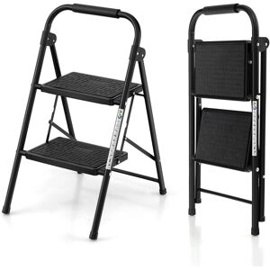Costway - 2 Step Ladder Folding Step Stool 330lbs Capacity with Anti-Slip Pedal & Handle - Black Costway - 2 Step Ladder Folding Step Stool 330lbs Capacity with Anti-Slip Pedal & Handle - Black