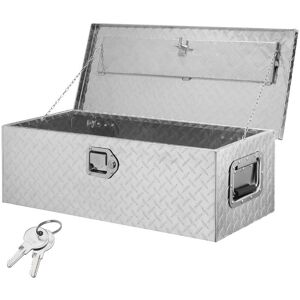 VEVOR - Heavy Duty Aluminum Truck Bed Tool Box, Diamond Plate Tool Box with Side Handle and Lock Keys - Silver VEVOR - Heavy Duty Aluminum Truck Bed Tool Box, Diamond Plate Tool Box with Side Handle and Lock Keys - Silver