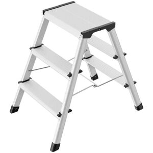 Hailo - Folding Step Stool, 2-Sided 3 Step Ladder for Garage, Home & Kitchen, D60 - Metal & Black Hailo - Folding Step Stool, 2-Sided 3 Step Ladder for Garage, Home & Kitchen, D60 - Metal & Black