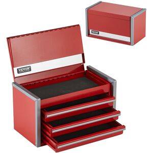 VEVOR - Metal Tool Box, 8.6-inch, Portable Metal Tool Box with 3 Drawers, Small Tool Chest with EVA Liners and PP Feet Pads - Red VEVOR - Metal Tool Box, 8.6-inch, Portable Metal Tool Box with 3 Drawers, Small Tool Chest with EVA Liners and PP Feet Pads - Red