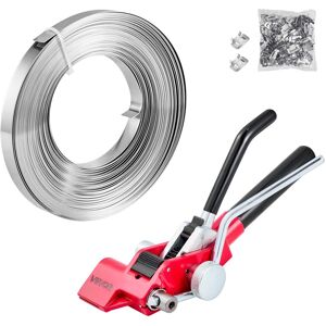 VEVOR - Steel Banding Strapping Kit, Heavy Duty Banding Sealer Tool with 100 ft Binding Straps, 100 Metal Clasps - Orange; Silver VEVOR - Steel Banding Strapping Kit, Heavy Duty Banding Sealer Tool with 100 ft Binding Straps, 100 Metal Clasps - Orange; Silver