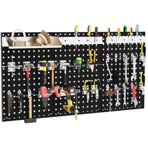 Costway - 3 Pcs Pegboard Wall Organizer w/25 Hooks Drill Bit Holder Screwdriver Holder - Black Costway - 3 Pcs Pegboard Wall Organizer w/25 Hooks Drill Bit Holder Screwdriver Holder - Black