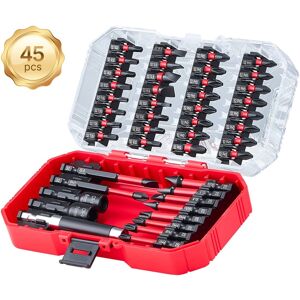 VEVOR - Screwdriver Bit Set, 45-Piece, Magnetic Phillips, Slotted, Square, Torx Bit, Hex Nut Sockets, Extension Rod - Red-black VEVOR - Screwdriver Bit Set, 45-Piece, Magnetic Phillips, Slotted, Square, Torx Bit, Hex Nut Sockets, Extension Rod - Red-black