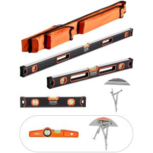 VEVOR - 4-Piece Torpedo Level, 48/24/16/10 Inch Box Levels Set, Fluorescent Light Up Bubble Vials Ruler for 45/90/180 Degree - Black + Orange VEVOR - 4-Piece Torpedo Level, 48/24/16/10 Inch Box Levels Set, Fluorescent Light Up Bubble Vials Ruler for 45/90/180 Degree - Black + Orange