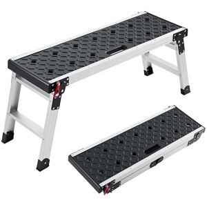 VEVOR - Folding Work Platform,35.8 x 12.2 in Aluminum Step Stool,16.5 in Height,500 lbs Load Capacity,Heavy Duty Platform Ladder - Black;Silver VEVOR - Folding Work Platform,35.8 x 12.2 in Aluminum Step Stool,16.5 in Height,500 lbs Load Capacity,Heavy Duty Platform Ladder - Black;Silver